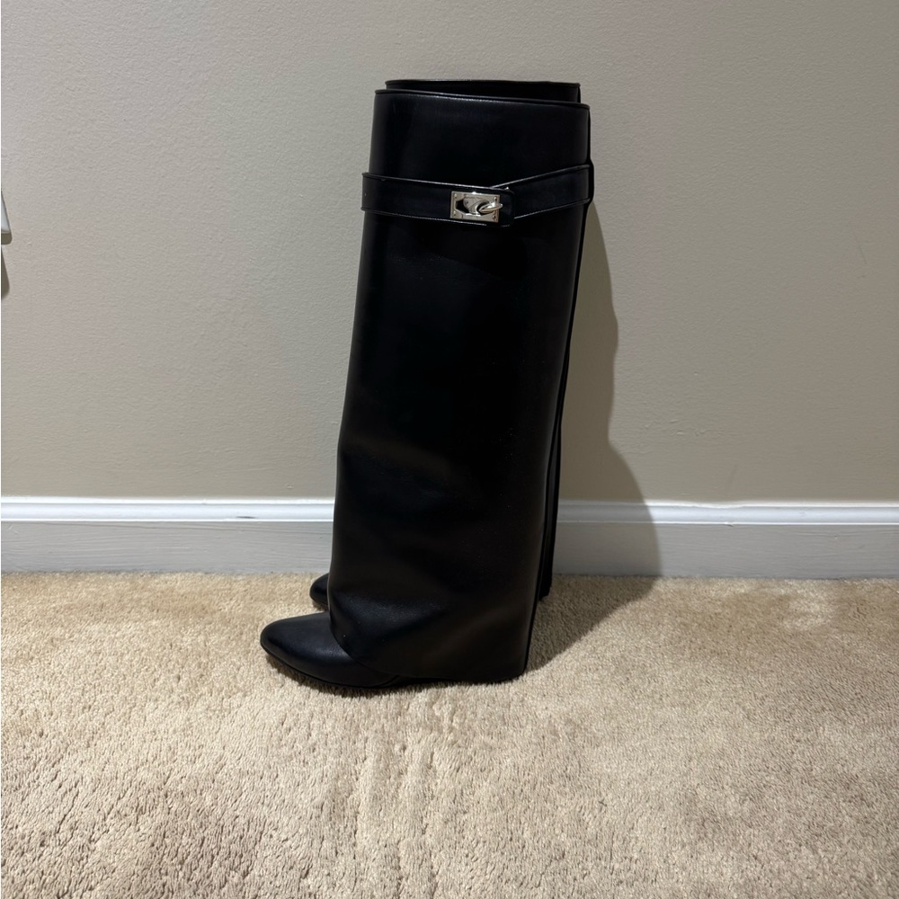 Givenchy Black Heeled Boots with Silver Accent